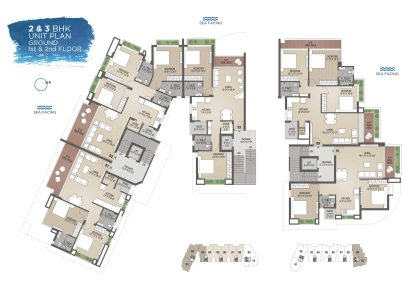 2 & 3BHK  UNIT PLAN Ground 1st & 2nd Floor